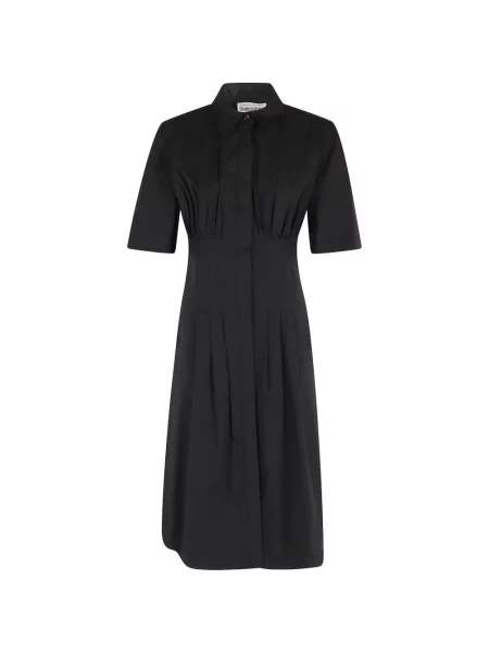 Sukienka koszulowa Semicouture plisowana do kolan garniturowa czarna