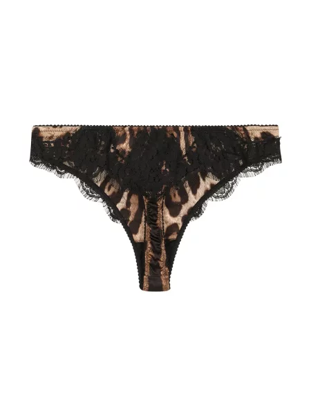 Raštuotos nėriniuotos stringai Dolce & Gabbana leopardinės ruda