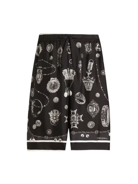 Bermudy Dolce And Gabbana z nadrukiem z twillu czarne
