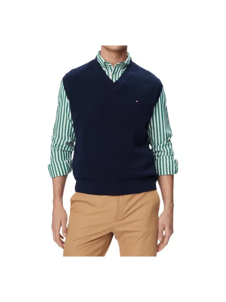 Sweter Tommy Hilfiger bez rękawów niebieski