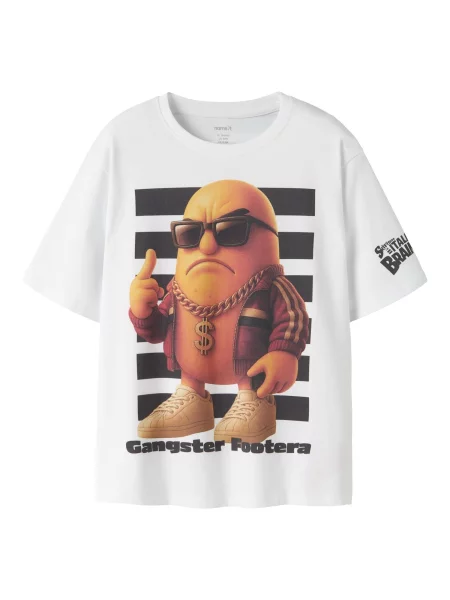 NAME IT Majica Italian Brainrot devine dlake camel / žuta / crna bijela