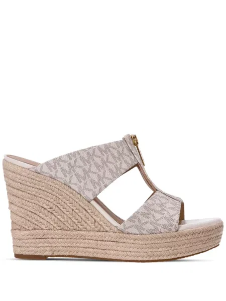 Papuci tip mules Michael Michael Kors din piele cu pană maro