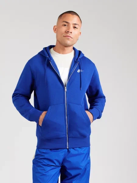 Nike Sportswear Tepláková bunda CLUB kobaltovomodrá biela