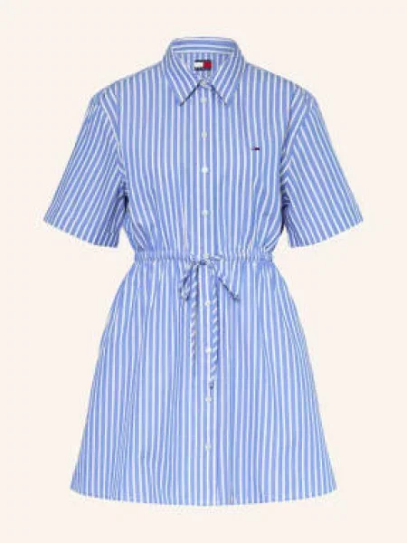 Tommy Jeans Sukienka Koszulowa blau biała