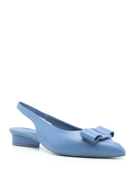 Pantofi cu toc Ferragamo cu funde slingback albastru