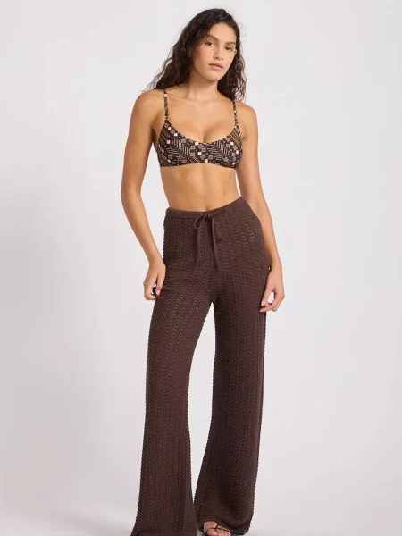 Seafolly spodnie plażowe Crochet brązowe