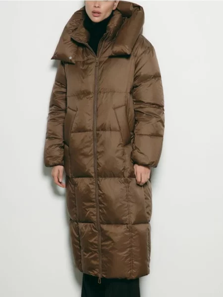 Reserved Пухова куртка з каптуром коричневий
