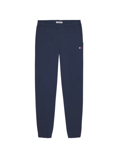Lniane spodnie Tommy Jeans casual niebieskie
