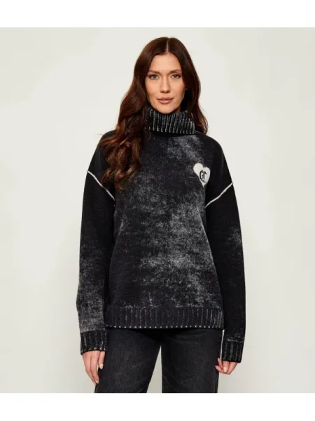 Pulover Just Cavalli de lână cu imagine negru