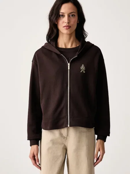 Armani Exchange hanorac cu și glugă pentru femei din maro