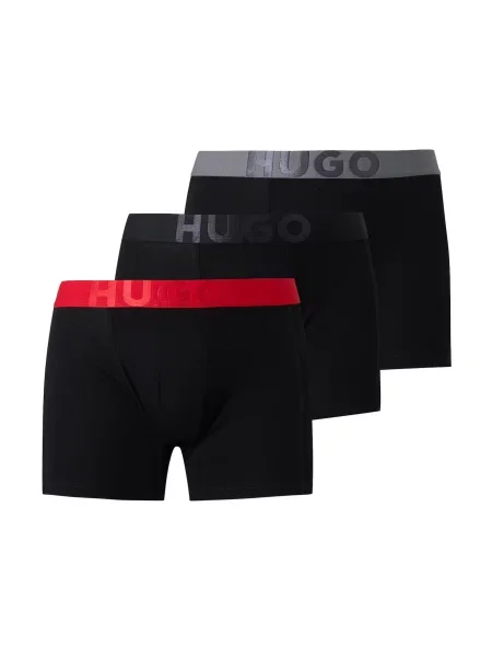 HUGO Boxeri VELVE gri / roșu negru