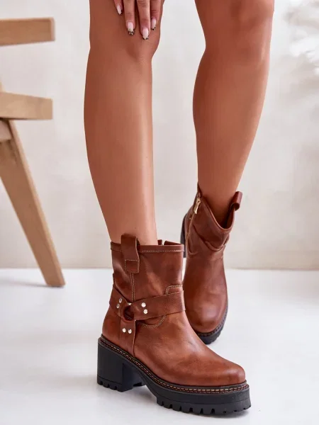 Usnjene čevlji do gležnjev Boto rdeča