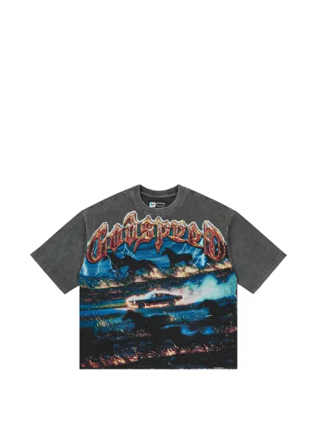 Tricou Godspeed cu imagine gri