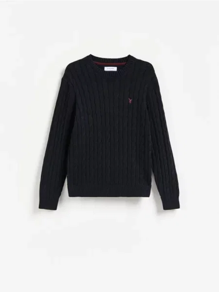 Reserved Pulover cu broderie bleumarin