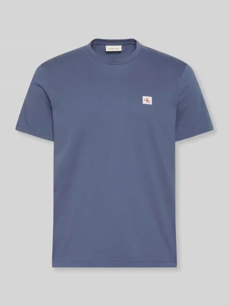 T-shirt o kroju regular fit z czystej bawełny Calvin Klein Jeans niebieska