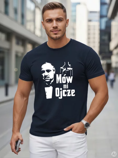 T-shirt klasyczny z nadrukiem Dstreet granatowy