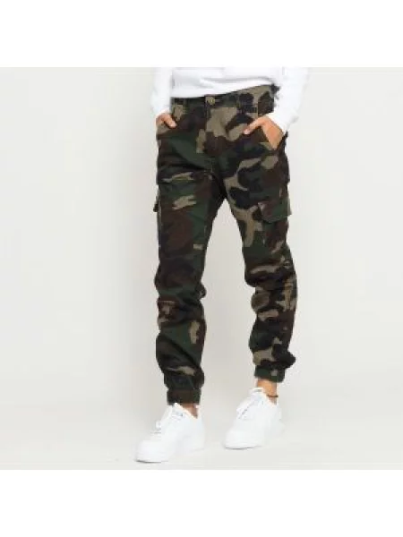 Kalhoty Urban Classics Ladies High Waist Camo Cargo Pants camo zelené