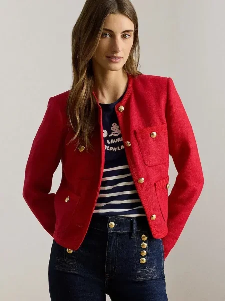 Lauren Ralph Lauren suknjič lanen rdeča