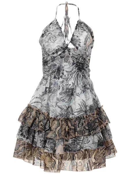 Rochie mini Just Cavalli cu model floral cu imagine de costum alb