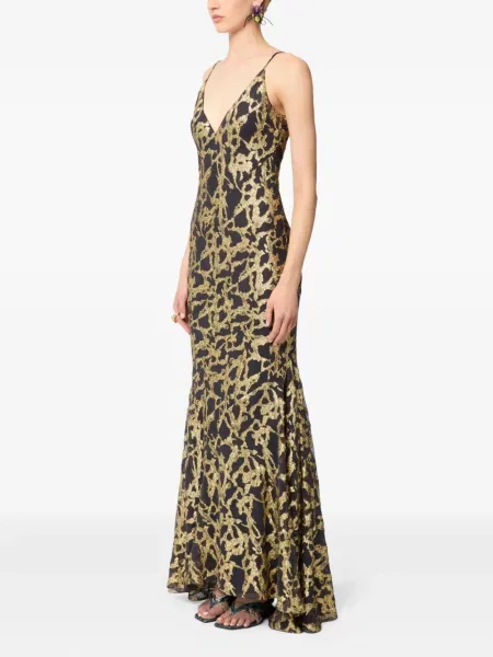 Rochie maxi Nina Ricci de mătase de costum negru