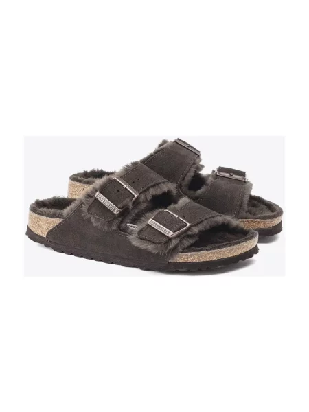Klapki Birkenstock skórzane brązowe