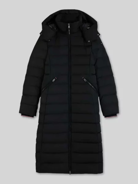 Płaszcz puchowy o kroju slim fit ze ściągaczami przeciwdeszczowymi Tommy Hilfiger czarny