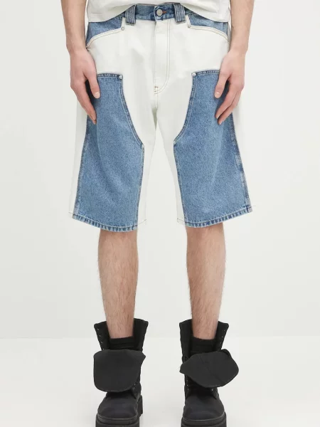Jeans kratke hlače Aries Patchwork Western Carpenter Shorts modra