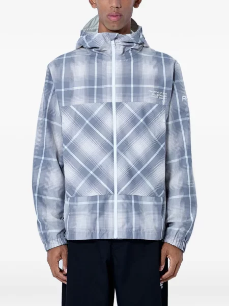 Geacă de vânt Moncler în carouri gri