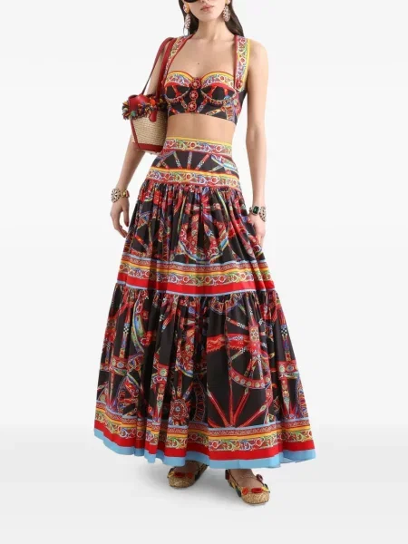 Дълго пола Dolce & Gabbana с принт поплин черно