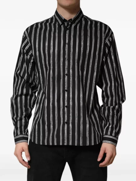 Cămașă Dolce & Gabbana cu dungi cu imagine negru