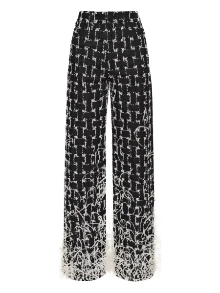 Pantaloni Oscar De La Renta cu pene din jacard negru