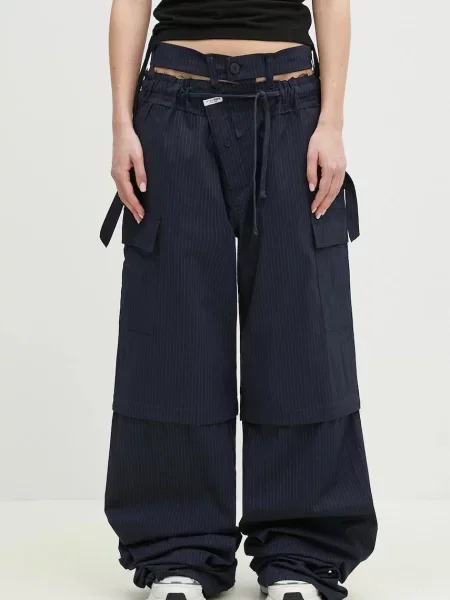Ottolinger spodnie Baggy Cargo szerokie high waist granatowy