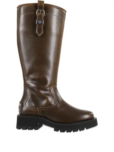 Botine Ganni din piele cu cataramă maro