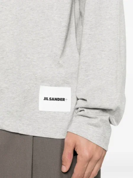 Tricou Jil Sander cu decolteu rotund lung gri
