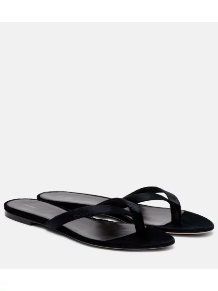 Chiloți tanga The Row de catifea negru