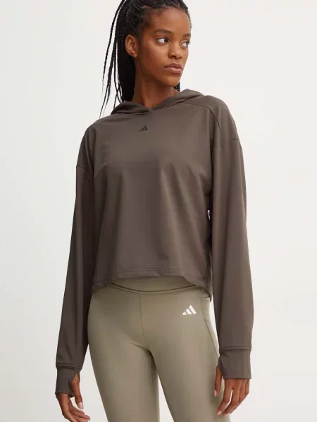 Суичър с качулка Adidas Performance с качулка зелено