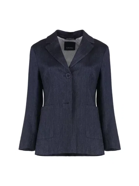 Lniana marynarka Max Mara niebieska