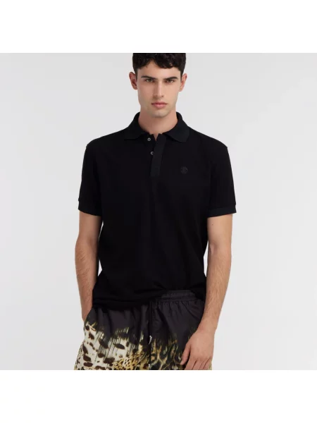 Koszulka polo Roberto Cavalli z logo czarna
