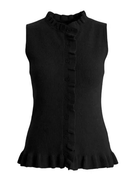 Imily Pleten brezrokavnik črna bela