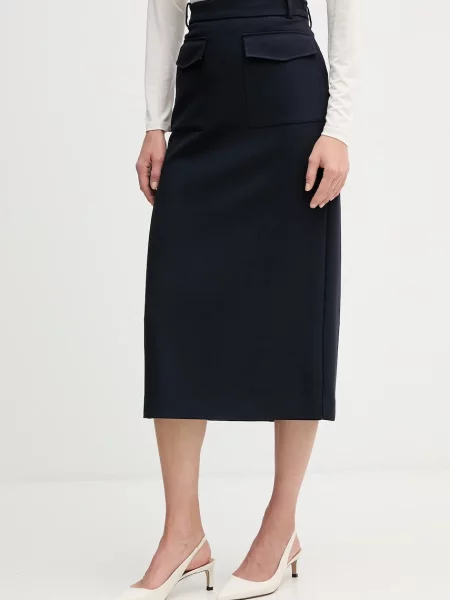 Пола Tommy Hilfiger среднодълга разкроена тъмносиньо