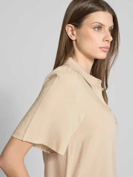 Bluzka koszulowa o kroju regular fit z rękawem o dł. model ‘PRICIL’ Vila beżowa