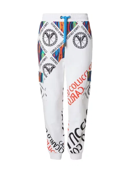 Carlo Colucci Pantaloni cu albastru deschis / portocaliu / negru alb