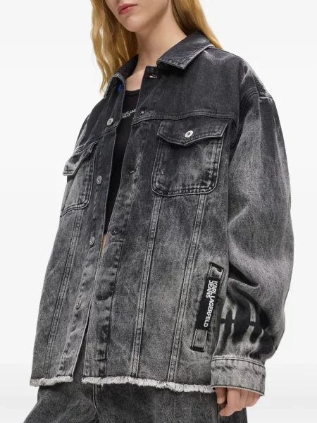 Τζιν μπουφάν Karl Lagerfeld Jeans με κρόσσια γκρι
