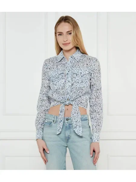 GUESS Cămașă ADELAIDE | Cropped Fit albastru