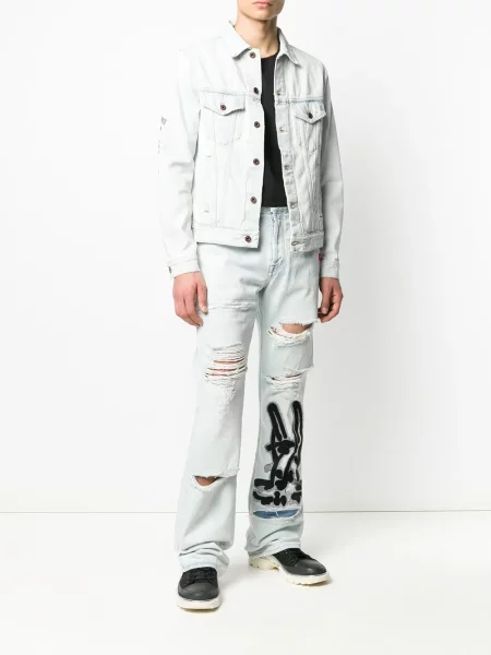 Raštuotos džinsai Off-white balta