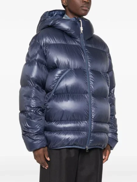 Geacă cu puf Moncler cu glugă albastru