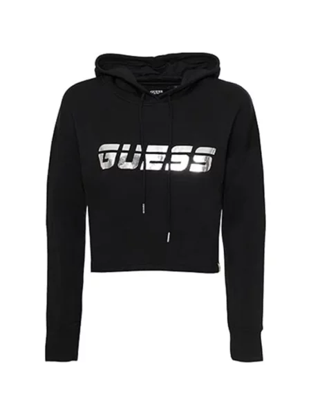 Bluza z kapturem Guess z logo czarna