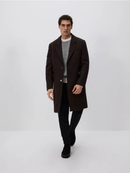 Reserved Пальто з додаванням вовни темно коричневий