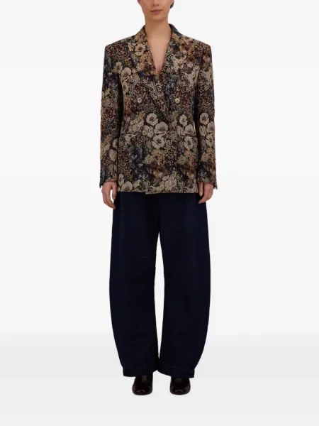 Sacou Herno cu model floral din jacard albastru
