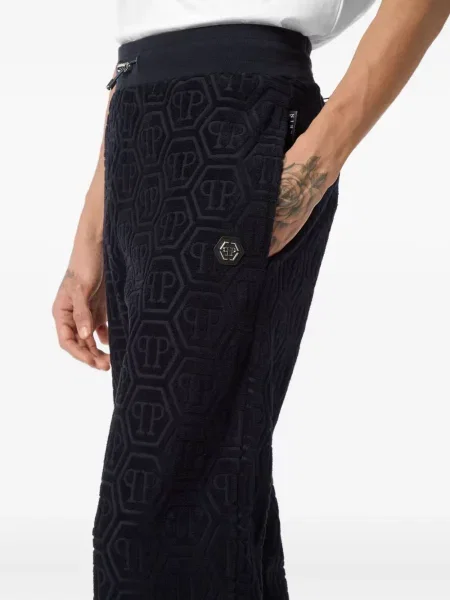 Pantaloni Philipp Plein din jacard albastru închis